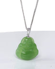 Baikalla Jewelry Gold Jade Buddha Baikalla™ "Laughing Buddha" 14k Gold Genuine Nephrite Apple Green Jade with Diamonds Buddha Pendant Necklace High-end Collectable