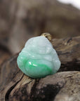 Baikalla Jewelry Jade Buddha Pendant Baikalla™ "Laughing Buddha" Genuine Green Jadeite Buddha Pendant Necklace With 18k Yellow Gold Diamond Bail
