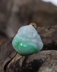 Baikalla Jewelry Jade Buddha Pendant Baikalla™ "Laughing Buddha" Genuine Green Jadeite Buddha Pendant Necklace With 18k Yellow Gold Diamond Bail