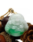 Baikalla Jewelry Jade Buddha Pendant Baikalla™ "Laughing Buddha" Genuine Green Jadeite Buddha Pendant Necklace With 18k Yellow Gold Diamond Bail