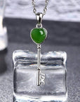Baikalla Jewelry Nephrite Jade Necklace Baikalla™ "The Key to My Heart" Sterling Silver Genuine Nephrite Green Jade Key Pendant Necklace