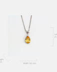 Baikalla Jewelry Gemstone Pendant Necklace 18k White Gold Genuine Citrine & Diamonds Pendant Necklace with Tourmaline