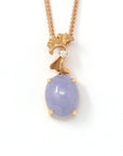 Baikalla Jewelry 18k Rose Gold Lavender Jadeite Pendant 18k Rose Gold Genuine Burmese Lavender Jadeite Pendant Necklace With Diamond