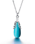Baikalla Jewelry Gemstone Pendant Necklace Baikalla™ "Sasha" Genuine Turquoise Drop Pendant Necklace with Sterling Silver