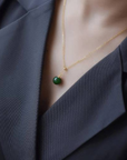 Baikalla Jewelry Jade Pendant Necklace Baikalla™ "Classic Dangle" Gold plated Silver Nephrite Green Jade Classic Bead Adjustable Pendant Necklace