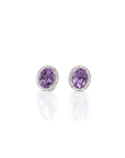 Baikalla Jewelry Silver Gemstones Earrings Baikalla™ Classic Sterling Silver Natural Amethyst Topaz Garnet Citrine Stud Earrings With CZ