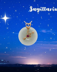 Baikalla Jewelry Gold Jadeite Pendant 18k Rose Gold Genuine Jadeite Constellation Horoscope (Sagittarius) Necklace Pendant with Diamonds & Tourmaline