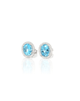 Baikalla Jewelry Silver Gemstones Earrings Swiss Blue Topaz Baikalla™ Classic Sterling Silver Natural Amethyst Topaz Garnet Citrine Stud Earrings With CZ