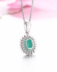 Baikalla Jewelry Emerald Pendant Necklace 18K White Gold Emerald & 1/6 CTW Diamond Pendant Necklace