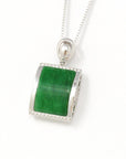 Baikalla Jewelry 18k Gold Jadeite Pendant 18k White Gold Genuine Burmese Jadeite RuYi Pendant Necklace With Diamond