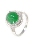 Baikalla Jewelry Jadeite Engagement Ring 5 18k White Gold Imperial Green Jadeite Jade Ring With Diamonds