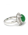 Baikalla Jewelry Jadeite Engagement Ring 18k White Gold Imperial Green Jadeite Jade Ring With Diamonds