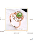 Baikalla Jewelry Silver Jade Ring Rose Gold Plated Sterling Silver Genuine Nephrite Green Jade Ring