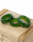Baikalla Jewelry Jade Ring Natural Forest Green Nephrite Jade Band Ring