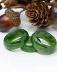 Baikalla Jewelry Jade Ring Natural Forest Green Nephrite Jade Band Ring