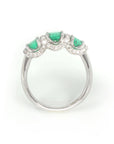 Baikalla Jewelry gold emerald ring 18k White Gold Genuine Oval Emerald Diamonds 3-Stone Ring