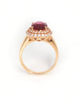 Baikalla Jewelry gold tourmaline ring 18k Rose Gold Natural Red Tourmaline with Diamonds Halo Ring