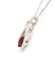 Baikalla Jewelry Sunstone Necklace Sterling Silver Natural Red Oregon Sunstone Necklace With White Sapphire