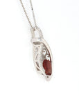 Baikalla Jewelry Sunstone Necklace Sterling Silver Natural Red Oregon Sunstone Necklace With White Sapphire