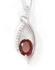 Baikalla Jewelry Sunstone Necklace Sterling Silver Natural Red Oregon Sunstone Necklace With White Sapphire