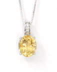 Baikalla Jewelry Silver Citrine Necklace Sterling Silver Natural Cushion Cut Citrine Necklace With CZ