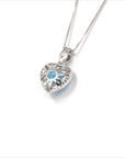 Baikalla Jewelry Silver Topaz Necklace Sterling Silver Natural Topaz Love Heart Pendant Necklace With CZ