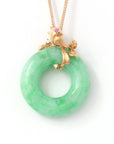 Baikalla Jewelry 18k Gold Jadeite Necklace Medium ( 29.8 * 22.4 *5.4 mm ) 18k Rose Gold Genuine Burmese Jadeite Lucky Pendant Necklace With AA Ruby