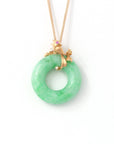 Baikalla Jewelry 18k Gold Jadeite Necklace 18k Rose Gold Genuine Burmese Jadeite Lucky Pendant Necklace With AA Ruby