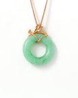 Baikalla Jewelry 18k Gold Jadeite Necklace 18k Rose Gold Genuine Burmese Jadeite Lucky Pendant Necklace With AA Ruby