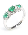 Baikalla Jewelry gold emerald ring 6.5 18k White Gold Genuine Oval Emerald Diamonds 3-Stone Ring