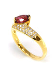 Baikalla Jewelry Gold Ruby Ring 18k Yellow Gold Natural Oval Ruby Diamond Anniversary Ring