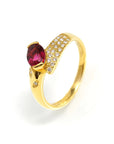 Baikalla Jewelry Gold Ruby Ring 6.5 18k Yellow Gold Natural Oval Ruby Diamond Anniversary Ring