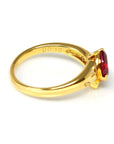 Baikalla Jewelry Gold Ruby Ring 18k Yellow Gold Natural Oval Ruby Diamond Anniversary Ring