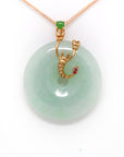 Baikalla Jewelry Gold Jadeite Pendant 18k Rose Gold Genuine Burmese Jadeite Constellation (Scorpio) Necklace Pendant with Ruby