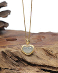 Baikalla "Heart" 18K Yellow Gold Icy White-Green Jadeite Jade Pendant W/ Natural Diamonds