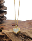 Baikalla "Heart" 18K Yellow Gold Icy White-Green Jadeite Jade Pendant W/ Natural Diamond