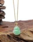 Baikalla "Hulu" 18K Yellow Gold Apple-Green Jadeite Jade Pendant W/ Natural Diamonds