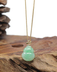 Baikalla "Hulu" 18K Yellow Gold Apple-Green Jadeite Jade Pendant W/ Natural Diamonds