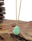Baikalla "Hulu" 18K Yellow Gold Apple-Green Jadeite Jade Pendant W/ Natural Diamonds