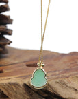 Baikalla "Hulu" 18K Yellow Gold Apple-Green Jadeite Jade Pendant W/ Natural Diamonds