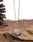 Baikalla "Heart" 18K Yellow Gold Icy Light Lavender Jadeite Jade Pendant W/ Natural Diamonds