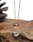 Baikalla "Hulu" 18K Yellow Gold Icy White Jadeite Jade Pendant W/ Natural Diamonds & Fox Bail