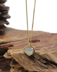 Baikalla "Heart" 18K Yellow Gold Icy Light Green Jadeite Jade Pendant W/ Natural Diamond