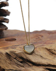 Baikalla "Heart" 18K Yellow Gold Icy Light Green Jadeite Jade Pendant W/ Natural Diamond