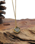 Baikalla "Heart" 18K Yellow Gold Icy Light Green Jadeite Jade Pendant W/ Natural Diamond