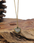Baikalla "Heart" 18K Yellow Gold Icy Light Green Jadeite Jade Pendant W/ Natural Diamond