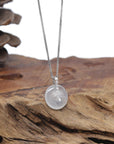 Baikalla "Double Ping An Kou" (Good Luck Button) 18K White Gold Natural Icy White Jadeite Jade Pendant W/ Natural Diamonds
