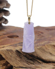 Baikalla "Bamboo" 18K Yellow Gold Natural Vixen Lavender Jadeite Jade Pendant