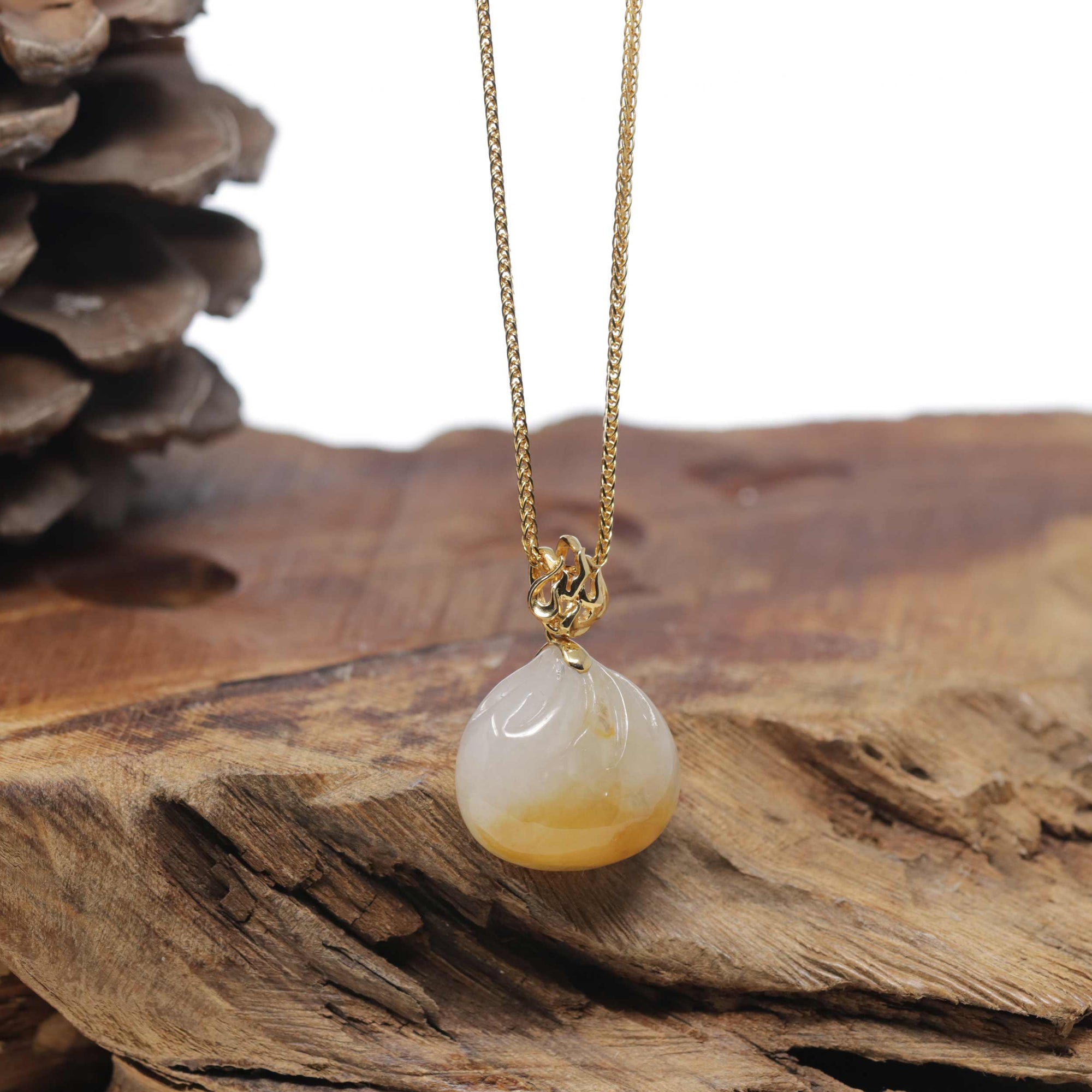 Baikalla "Bao" 18K Yellow Gold White &amp; Yellow Jadeite Jade Pendant