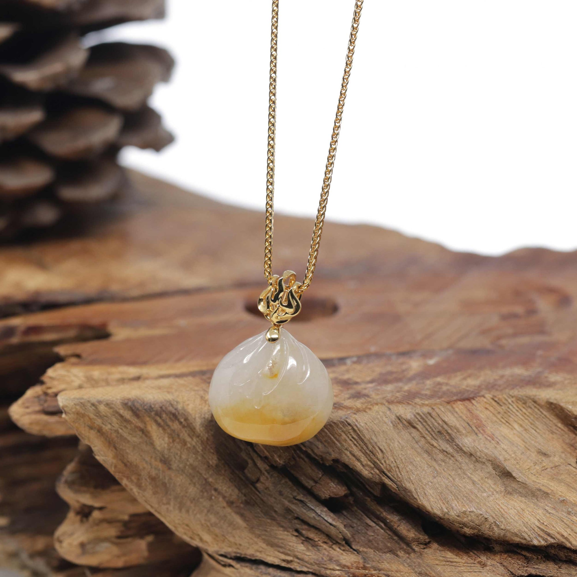 Baikalla "Bao" 18K Yellow Gold White &amp; Yellow Jadeite Jade Pendant